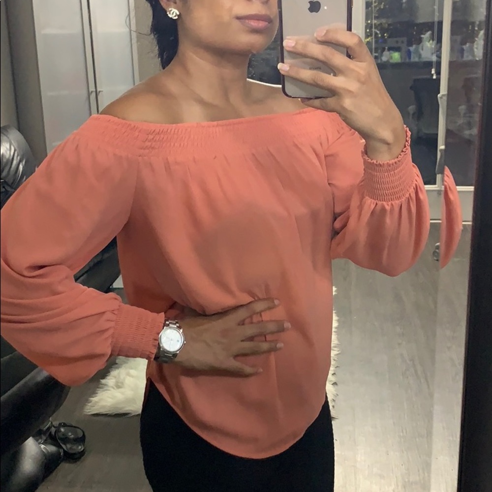 Off Shoulder Salmon Color top